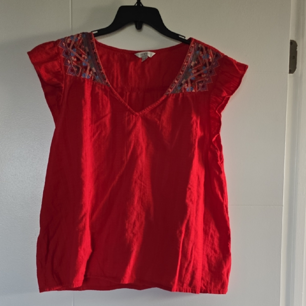 Lucky Brand Scarlet Embroidered Top